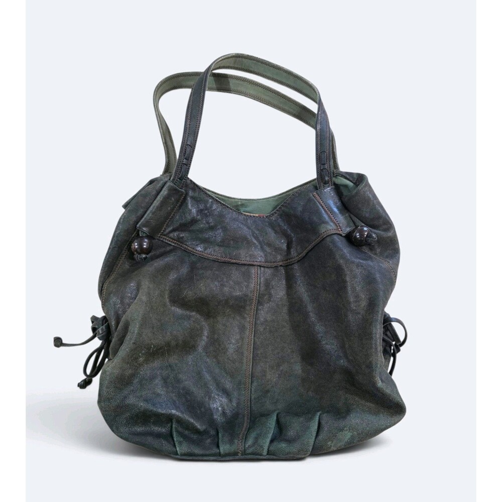 Lucky Brand Abbey Road Vintage Leather Hobo Bag Dark Green